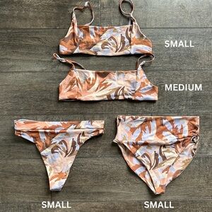 Stone Fox Swim Pastel Petal Yucca & Taj Bikini Bottoms (s) & Samay Tops (s/m)